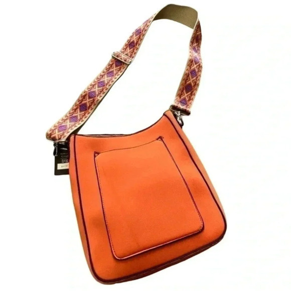 K Carroll neoprene messenger bag, orange with guitar strap, water resistant NWT - Picture 1 of 4
